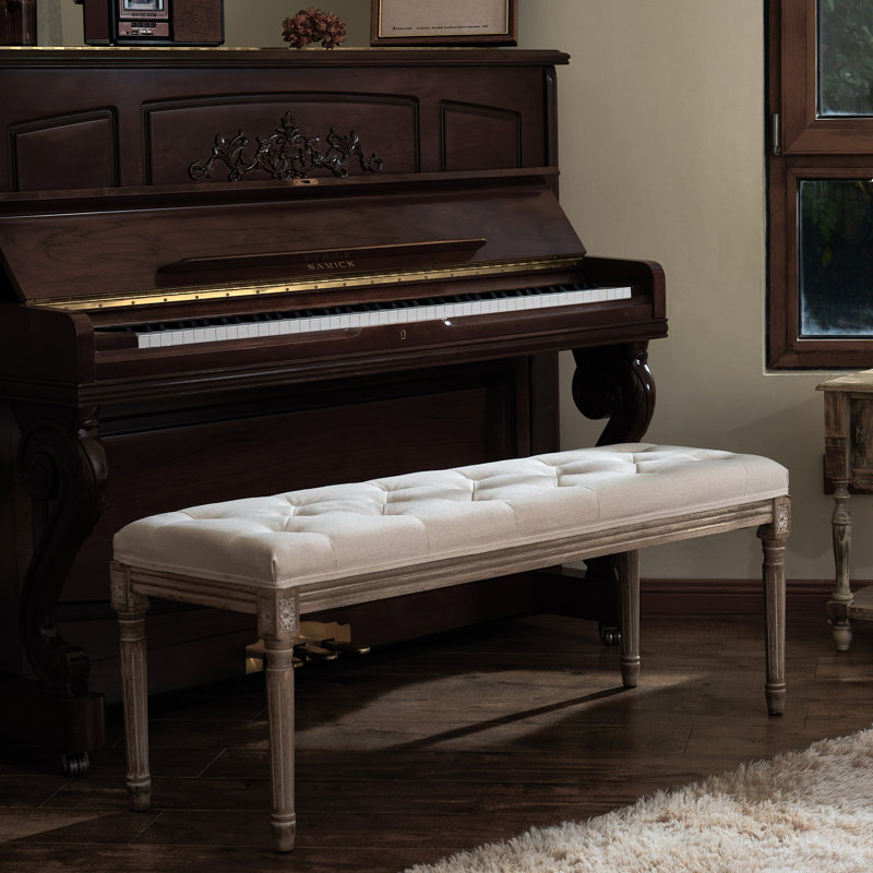 Besednice Linen Upholstered Bench, 18.10" H x 47.20" W x 15.7" D