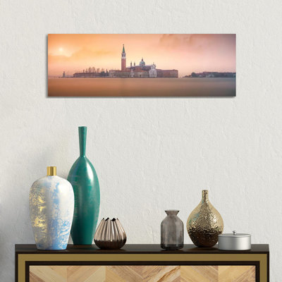 Venice Pink Sunrise by Joanaduenas - Wrapped Canvas Panoramic Print