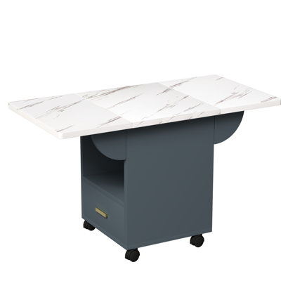 Wilhem 39.4â€ Wooden Folding Dining Table with 4 Wheels
