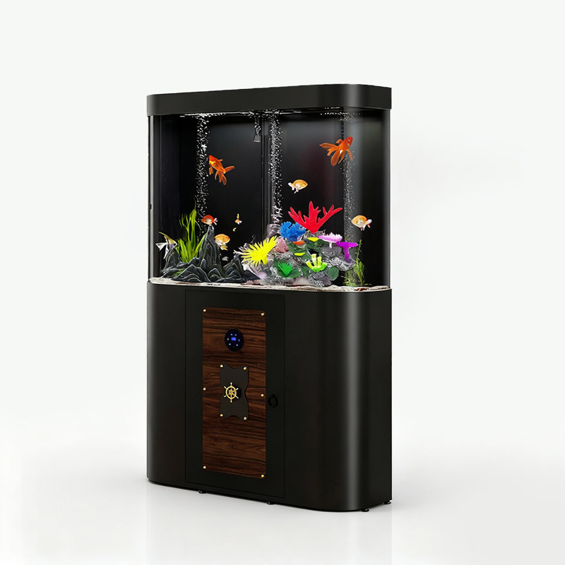 Réservoir d'aquarium courbé en acrylique haute définition anti-déflagrant, Noir