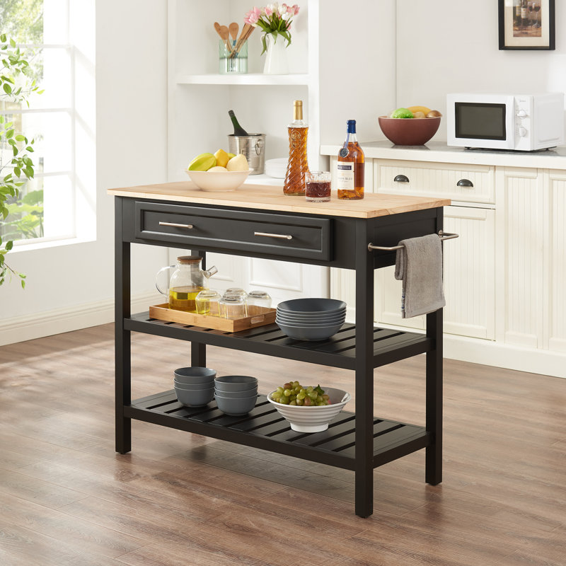 Perlean Kitchen Island, Black