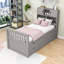 Twin Wooden Platform Bed with 4 Drawers