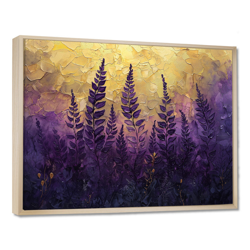 Jacklene rêvant fougères dans le surréalisme de la brume mauve VI - fougères, art mural, H 12 po x l 20 po, Floater Framed