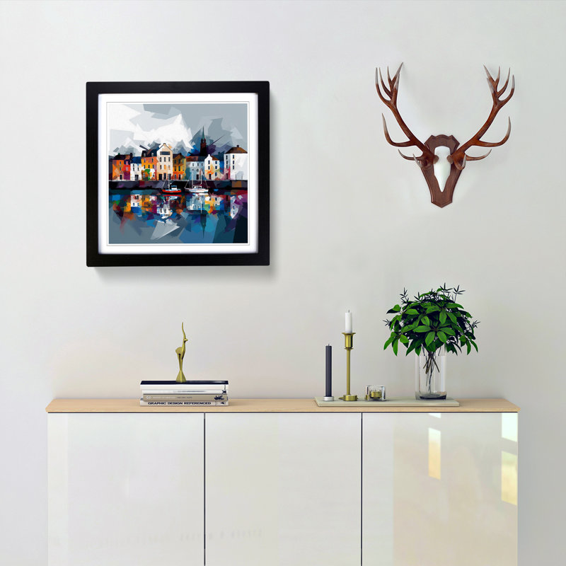 City Of Galway Abstract Art - Framed Print, Black