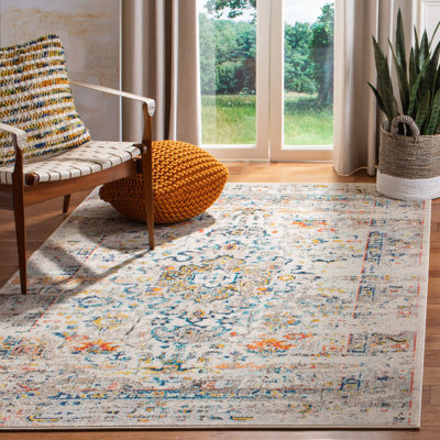 Felty Oriental Cream/Blue Area Rug