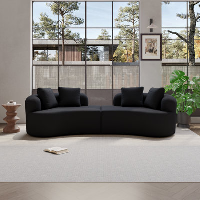 Canapé modulaire incurvé, 2 sections autoportantes, rembourrage en peluche, support en mousse et à ressorts, sans canapé d'assemblage pour les petits espaces