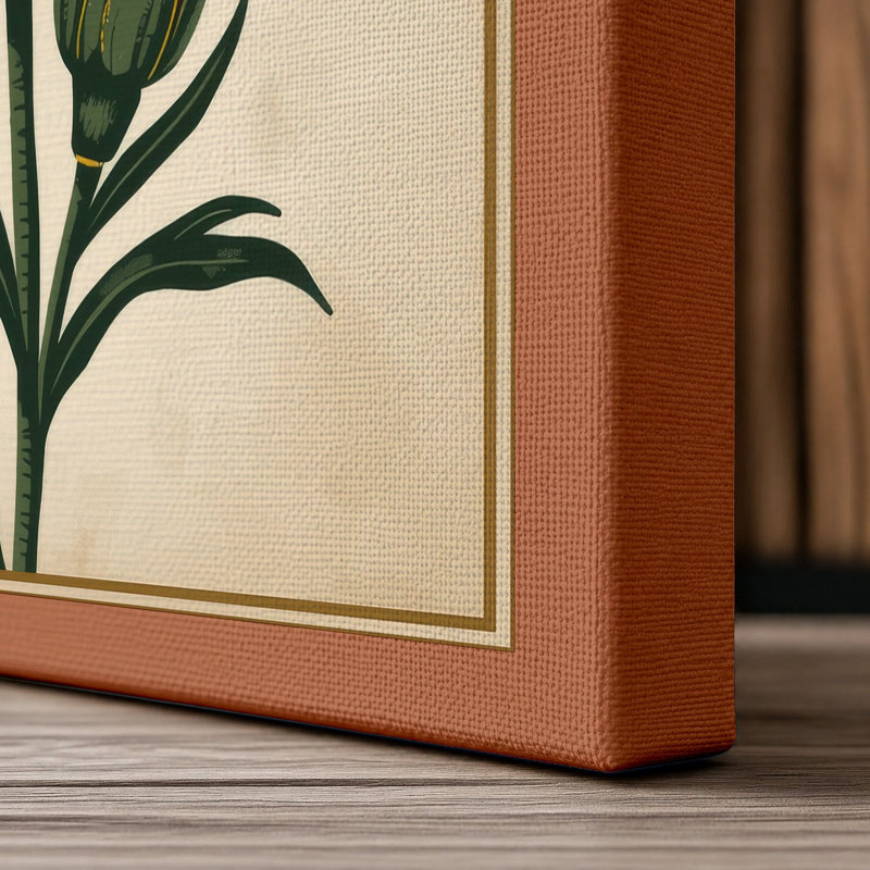 Crimson Carnation Study Botanical - Wrapped Canvas, 24x16 - 61.0 x 40.6 cm, Terracotta Border