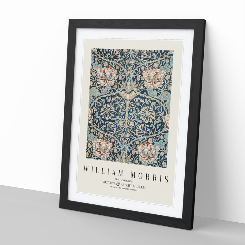 Honeysuckle Vol.2 by William Morris - Framed Print, 65cm H x 48cm W x 2cm D, Black Framed