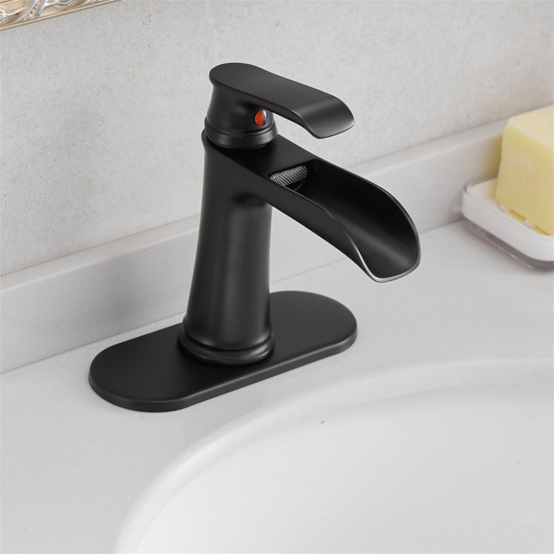 Single-Hole Single-handle Bathroom Faucet with Drain Assembly, Matte Black
