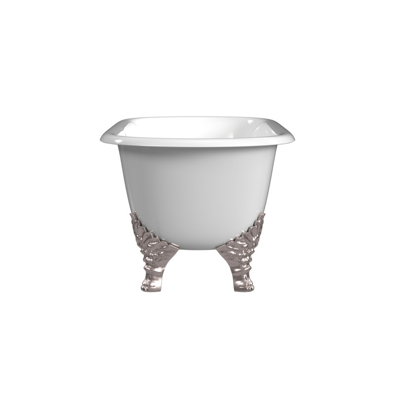 Carlton 70'' L Soaking Bathtub, Polished Nickel, White Interior with White Exterior