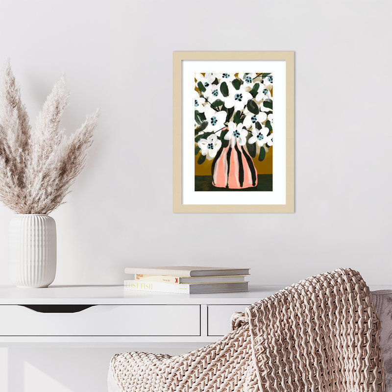 «Galya Pastel Flower Impression No 9» par Treechild, impression sur bois encadrée, Brun, H 17 po x l 13 po