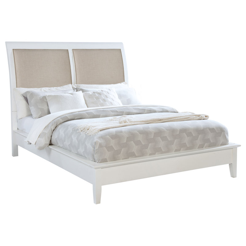 Kahn 56-inch Upholstered Queen Panel Bed White, Queen
