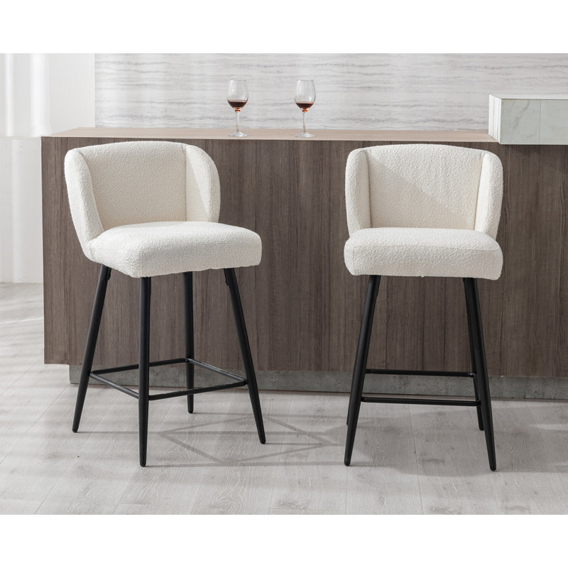 Nehamiah 26" Counter Stool, Black, White/Polyester