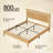 Mid-Century Solid Wood Bed Frame with Built-in Charging Station & RGB LED Headboard, Queen, Natural Wood Color-1491975085-1491975086-1491975088