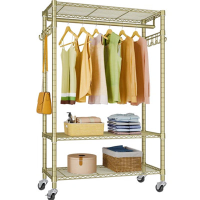 VIPEK R3 Heavy Duty Clothes Rack with Lockable Wheels, Rolling Portable Closet, Gold