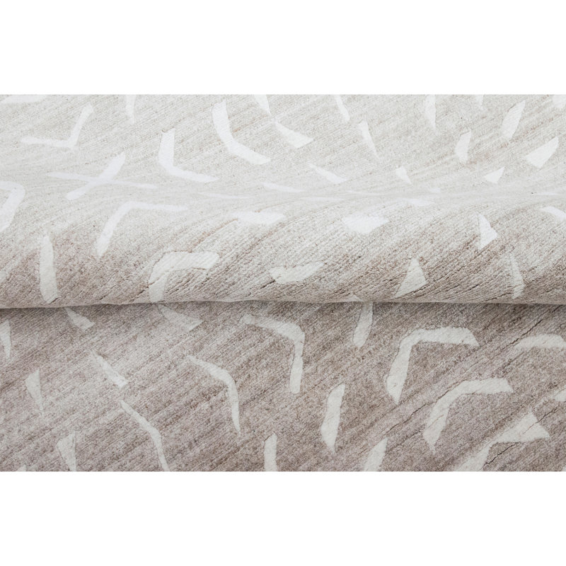Tapis beige foncé et naturel de haute qualité noué à la main, Rectangle 9 pi x 12 pi