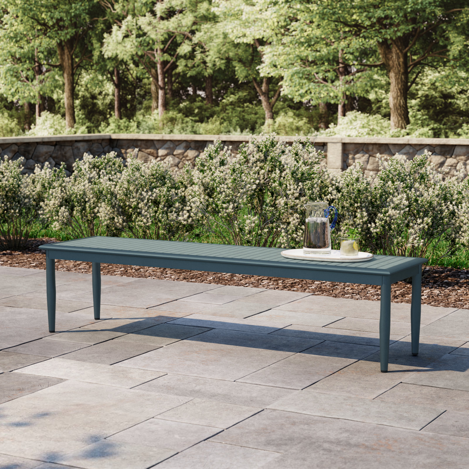 Limetta 72" Composite/Aluminum Backless Dining Bench, 17.5" H x 72" W x 16.75" D
