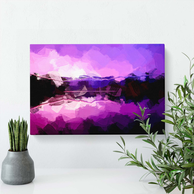 Purple Mountains In Abstract - Wrapped Canvas, 60cm H x 91cm W x 3cm D