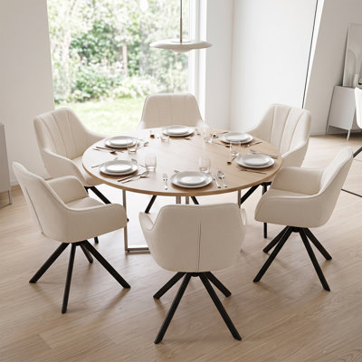 Set of 6 Upholstered Dining Chairs, Soft Padded Back Side Chairs for Kitchen & Dining Room