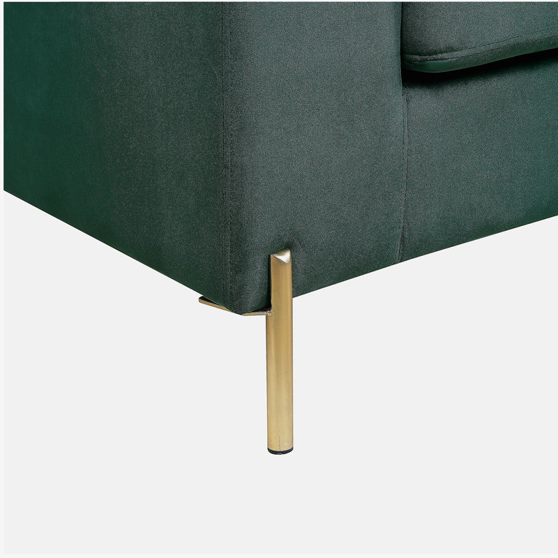 Canapé modulaire en velours avec méridienne Shannon, Vert
