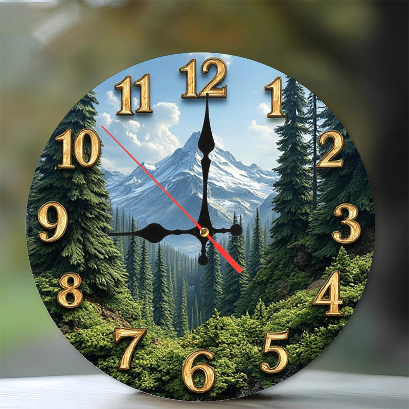 Mountain Forest Scenery Wall Clock
