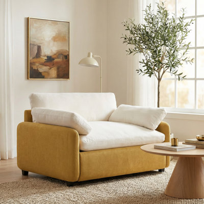 Fauteuil d'appoint surdimensionné, fauteuil rembourré à assise profonde moderne avec coussins amovibles