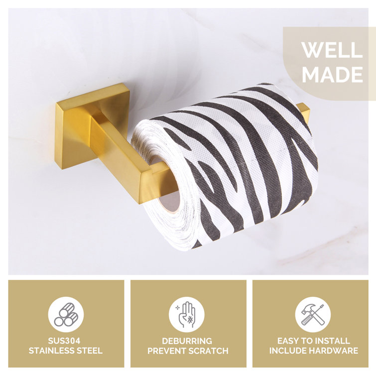 AngleSimple AE094 Bathroom Wall Mount Toilet Paper Holder Finish: Brushed Gold