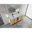 Meuble-lavabo autoportant de 60 po avec lavabo double en résine, portes à fermeture douce et rangement ouvert
