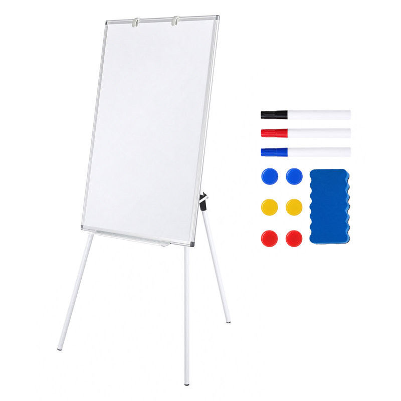 Levede Magnetic Whiteboard Adjustable Wall Mounted Dry Erase Office,White, 90cm H x 60cm W