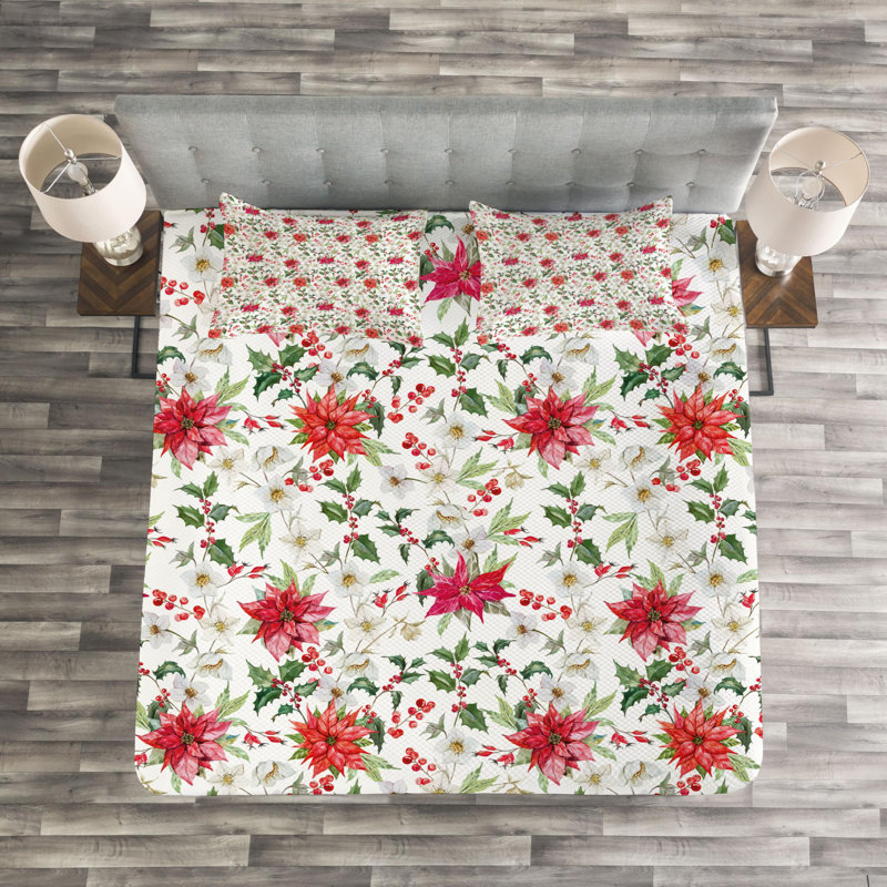 Traditional Polyester Floral Coverlet, King Coverlet + 2 Shams