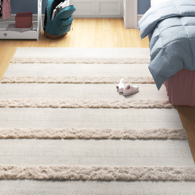 Tapis ivoire / beige en laine tissé à la main Sandisfield