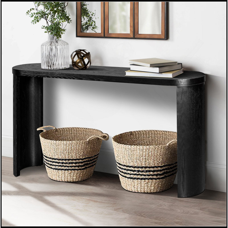 Table de 60 po d'épaisseur pour le hall d'entrée, pieds courbés, support pour l'installation de canapés vers l'intérieur ou vers l'extérieur, noir (entrée)