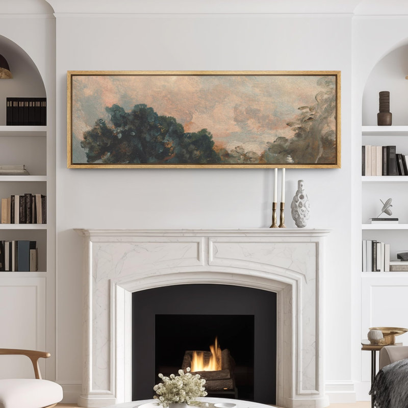 «Rustic Countryside Autumnal Tree Leaves Clouds In The Sky Peaceful», reproduction d'art sur toile, H 20 po x l 60 po