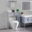 Support de toilette gris avec tablettes réglables et étagère de salle de bain fonctionnelle