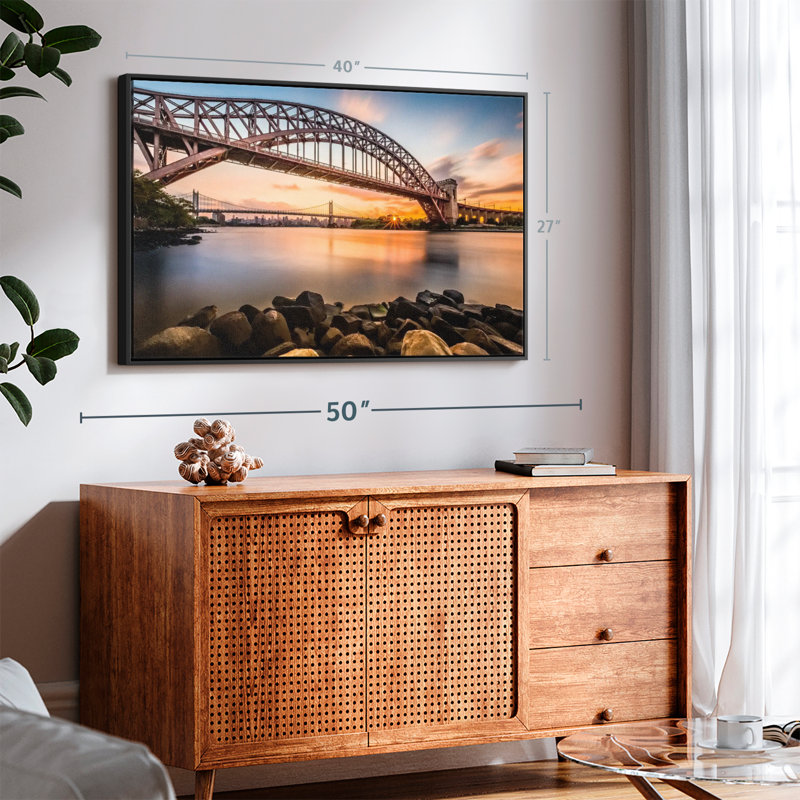 Impression sur toile Triboro Bridge At Sunset, H 27 po x l 40 po