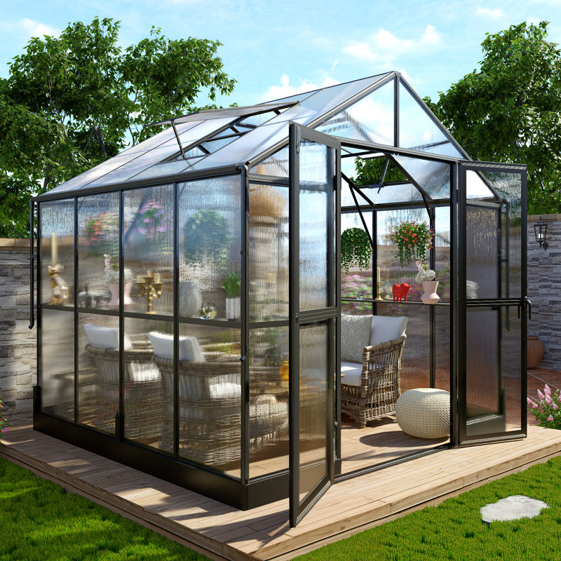  AMERLIFE Polycarbonate Greenhouse with Quick-Connect System, 91" D, Black