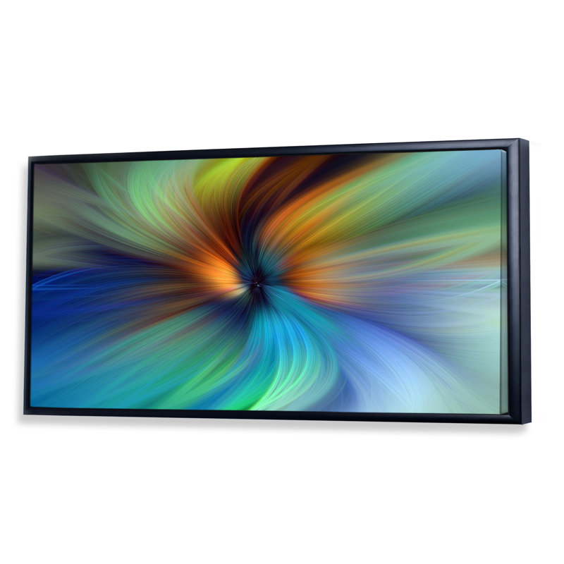 «Colorful Marbleized Swirl Abstract Leaf», impression sur toile, Cadre noir, L 12 po x H 8 po