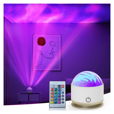 Northern Light Projector, Battery Operated Aurora Night Light Projector, 16 Colors Galaxy Lamp Ocean Wave Ceiling Projector Mood Ambient Lighting for Bedroom Party Kids Room Toddler Girl Gift