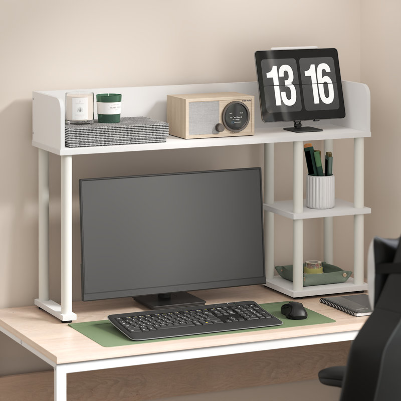 Classeur de bureau classique avec étagère de bureau et 3 tablettes, H 25,59 po x l 37,01 po x P 9,25 po, Blanc