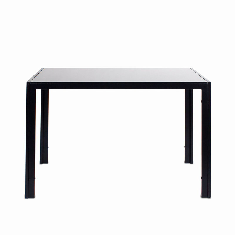 Emmye Glass Top Metal Base Dining Table, Black