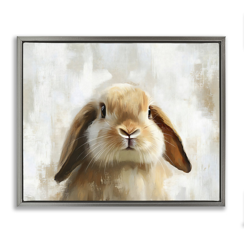 «Lop Eared Bunny Floater», art mural par Franklyn Gregory, 17" H x 21" W, Cadre flottant gris lustré