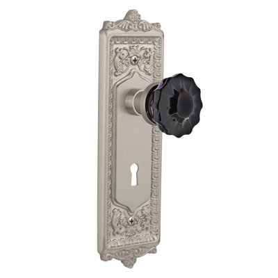 Egg & Dart Plate with Decorative Keyhole and Crystal Black Door Knob