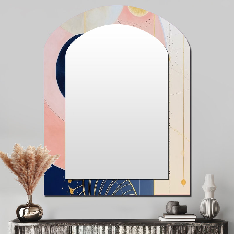 Miroir mural cosmique moderne Modern Radiance Pastel III - Beige, 43 po x 33 po