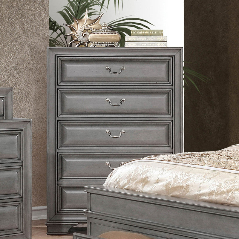 Mobilier de chambre à coucher style transitionnel à finition grise 1 pièce, Gris