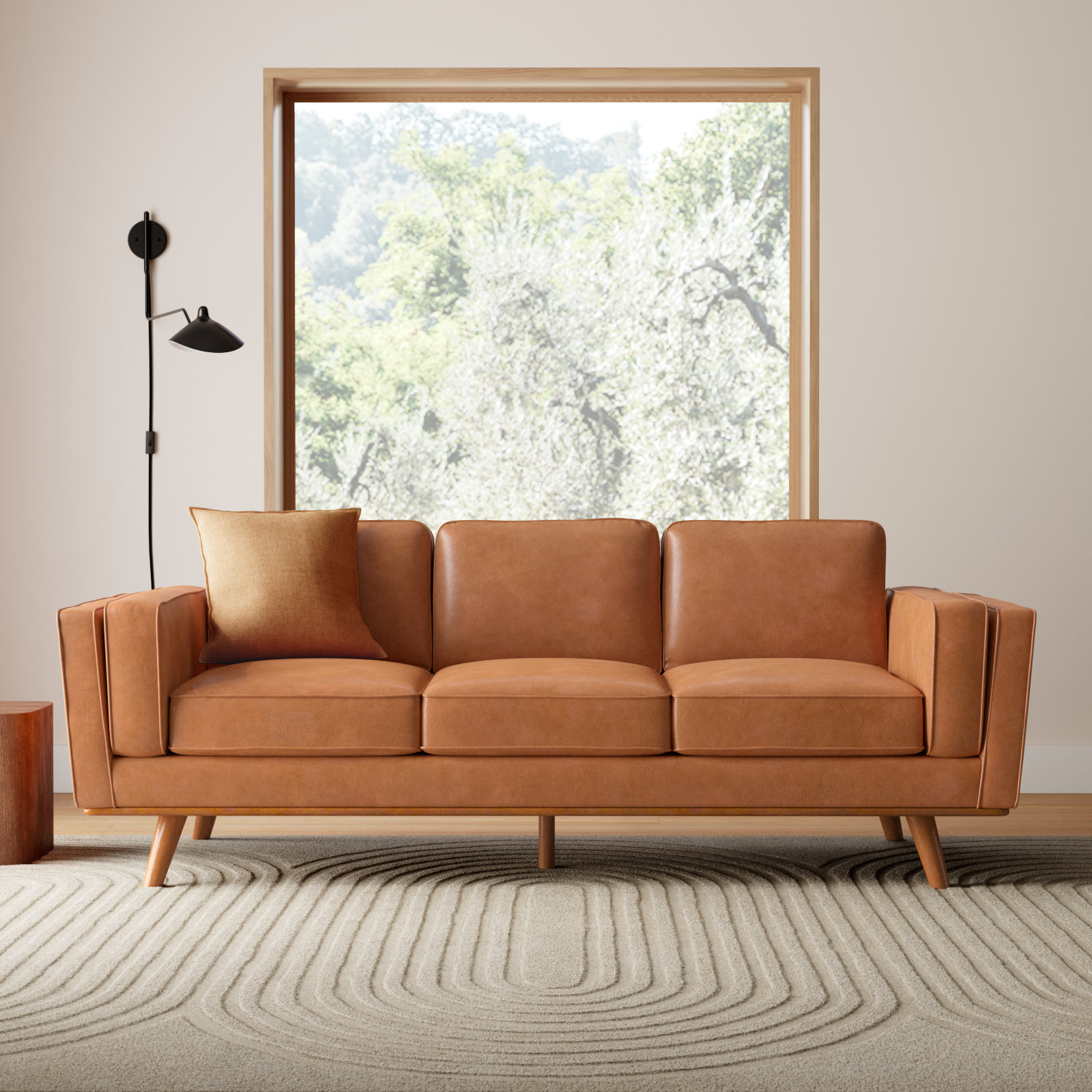 Reeves 84'' Vegan Leather Sofa, Chestnut Performance Faux Leather
