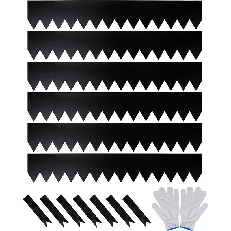 Ensemble de 6 bordures de paysage en acier galvanisé avec revêtement thermolaqué noir - L 40 po x H 6,5 po - Bordure de bordure en métal de calibre 16 avec 7 pinces et gants - Bord pour cour pour pelouse (20 pi au total)
