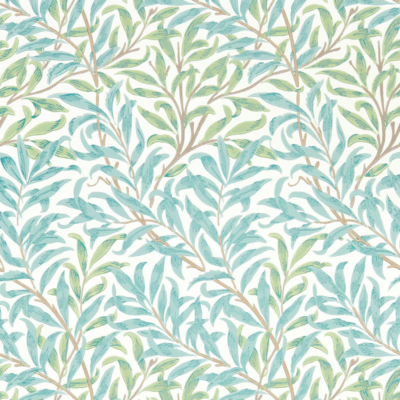 Willow Bough 10.05m x 52cm Matte Wallpaper Roll, Blue Green
