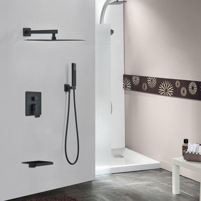 Robinet de douche à pluie 12 "avec douchette de baignoire haute pression