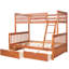Twinfull Bunk Bed In Walnut For Long-Lasting Use With Drawer Compartments, Strong,-1451386038