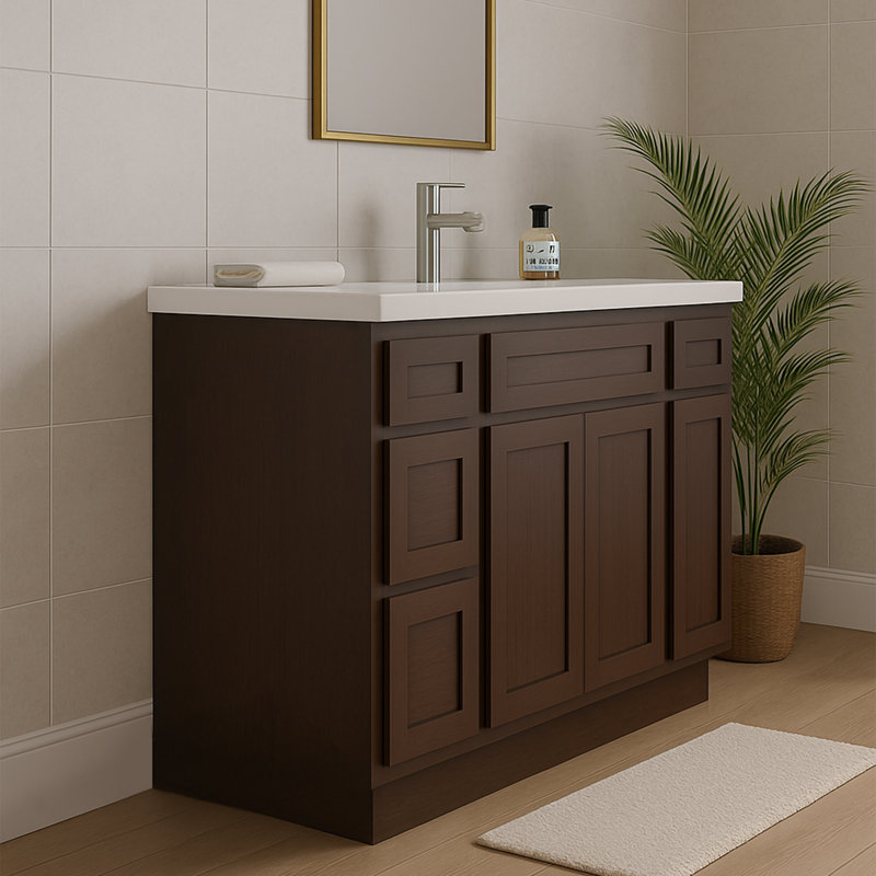 Base de meuble-lavabo simple 48 po seulement, Brun